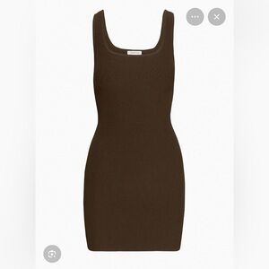 ARITZIA BABATON Rich Mocha Sculpt Knit Squareneck Mini Dress XS Brown